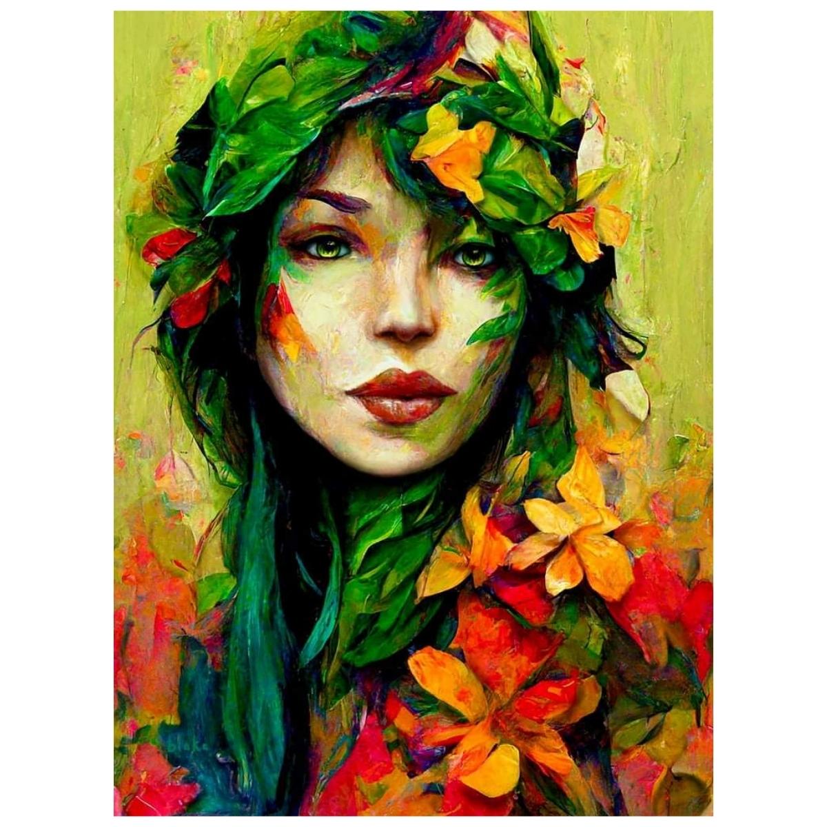 Flowered Portrait - Paint By Numbers Kit