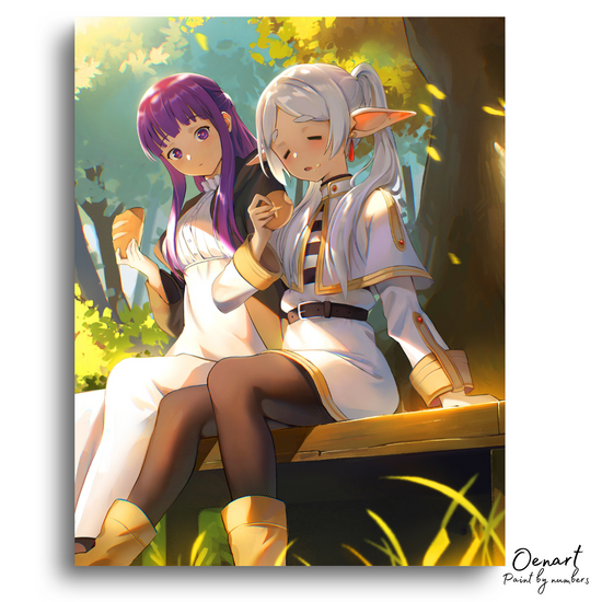 Frieren Beyond Journey's End: Frieren and Fern Eating - Anime Diamond Painting