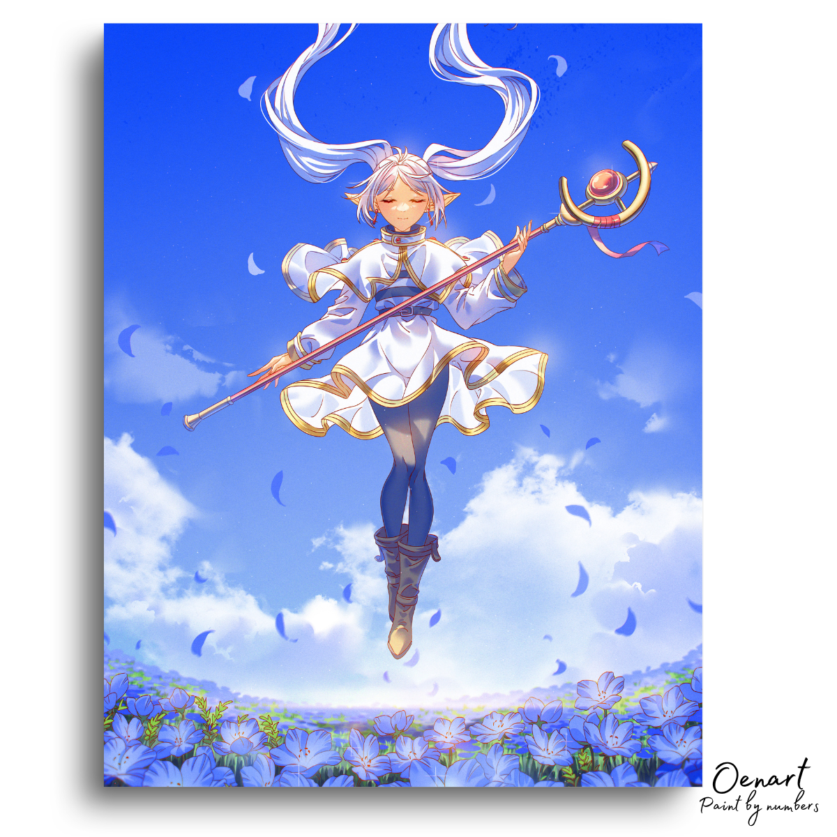 Frieren Beyond Journey's End: Frieren in Blue Moonweed Field - Anime Paint By Numbers Kit