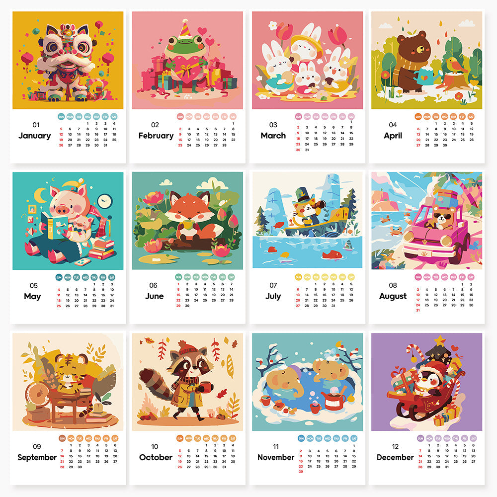 Fun Animal Calendar Paint by Numbers Kit