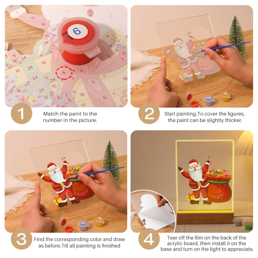 LED Santa & Gift Paint by Numbers Kit