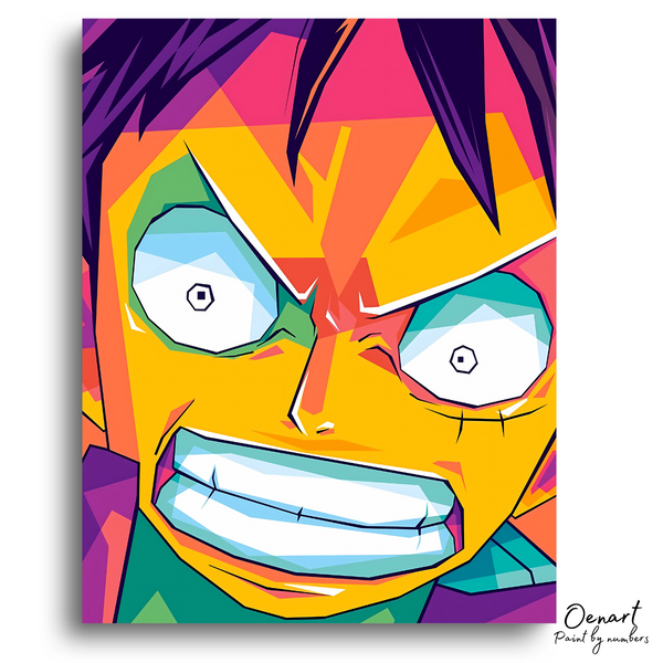 One Piece: Angry Luffy Pop Art - Anime Paint By Numbers Kit