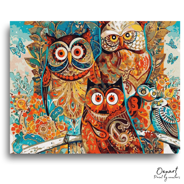 Owls Family: Paint By Numbers Kit