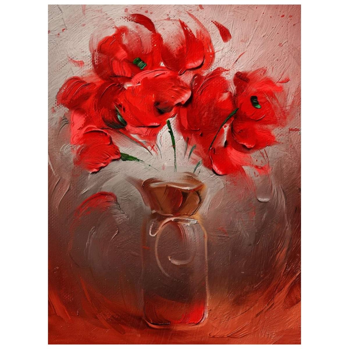 Red Flowers Jar - Paint By Numbers Kit