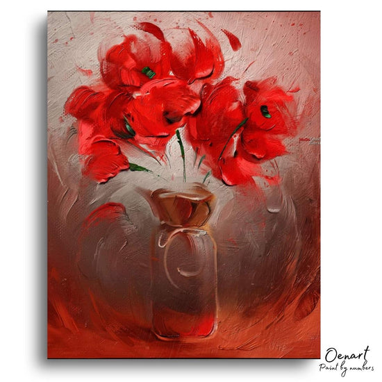 Red Flowers Jar - Paint By Numbers Kit