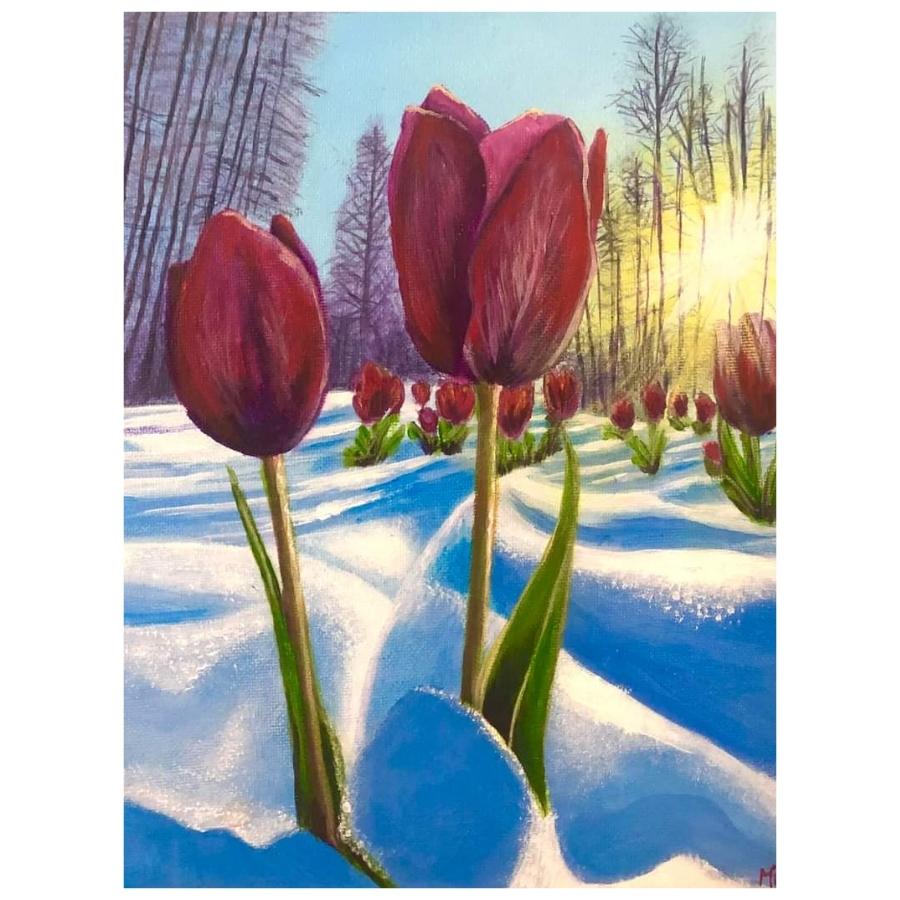 Red Flowers & Snow - Paint By Numbers Kit