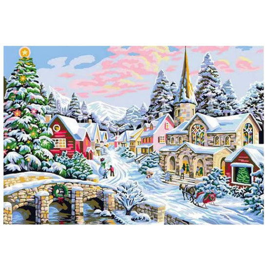 Snowy Village: Paint By Numbers Kit