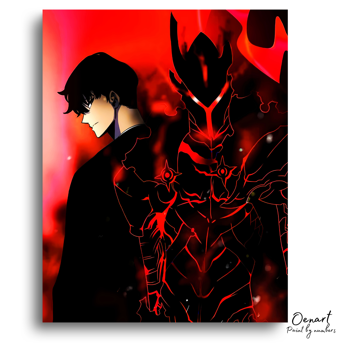 Solo Leveling: Jin Woo with Red Shadow - Anime Paint By Numbers Kit