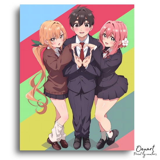 The 100 Girlfriends Who Really Love You: Rentarou, Karane and Hakari - Anime Diamond Painting