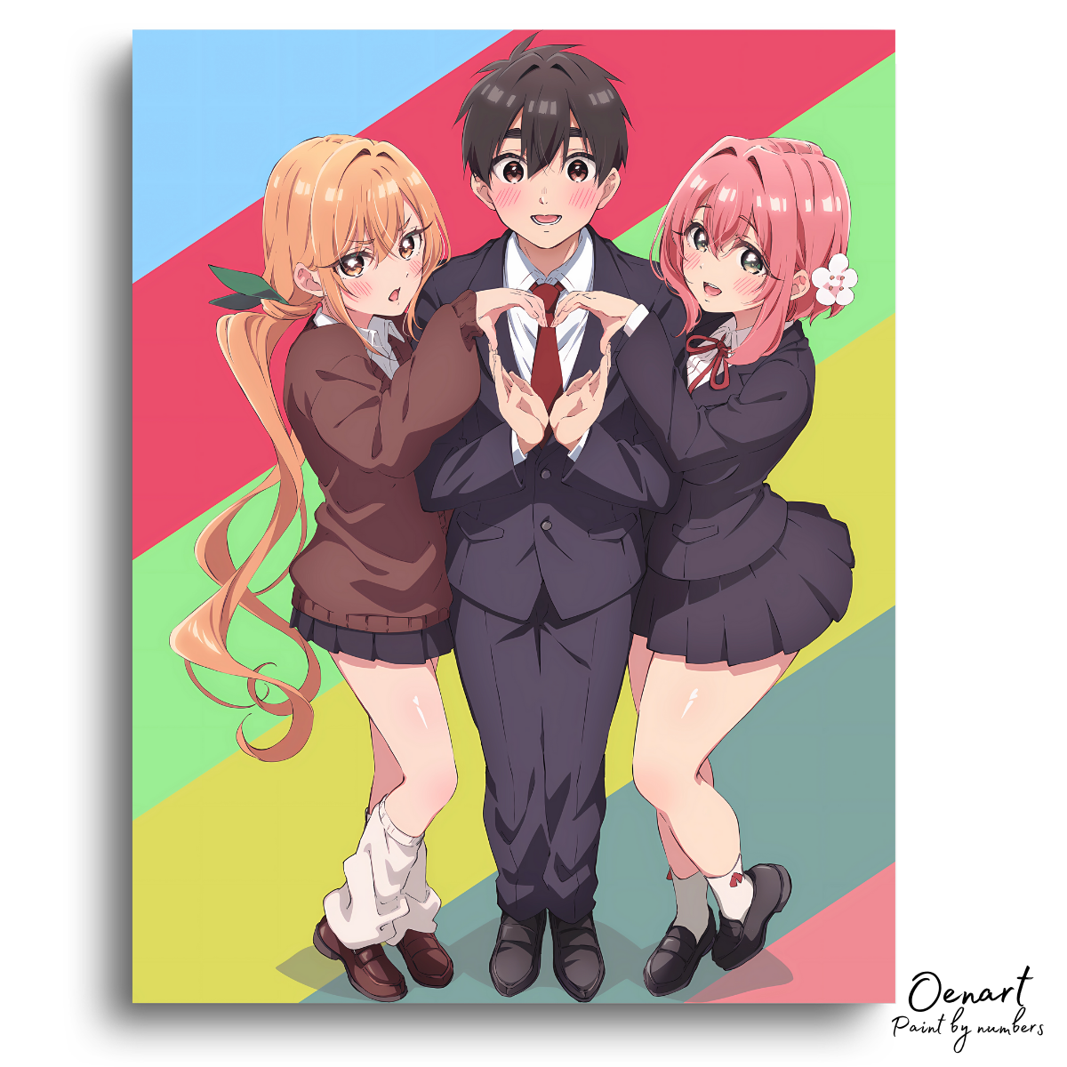 The 100 Girlfriends Who Really Love You: Rentarou, Karane and Hakari - Anime Paint By Numbers Kit