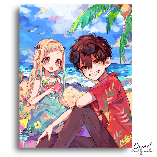 Toilet-Bound Hanako-kun: Cute Hanako and Nene in The Beach - Anime Diamond Painting