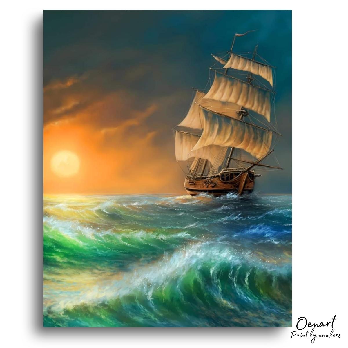 Waves & Ship - Paint By Numbers Kit