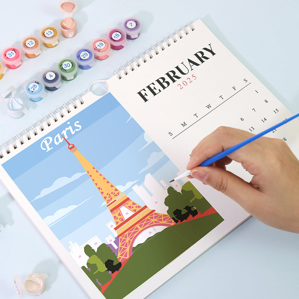 World Landmarks Calendar Paint by Numbers Kit