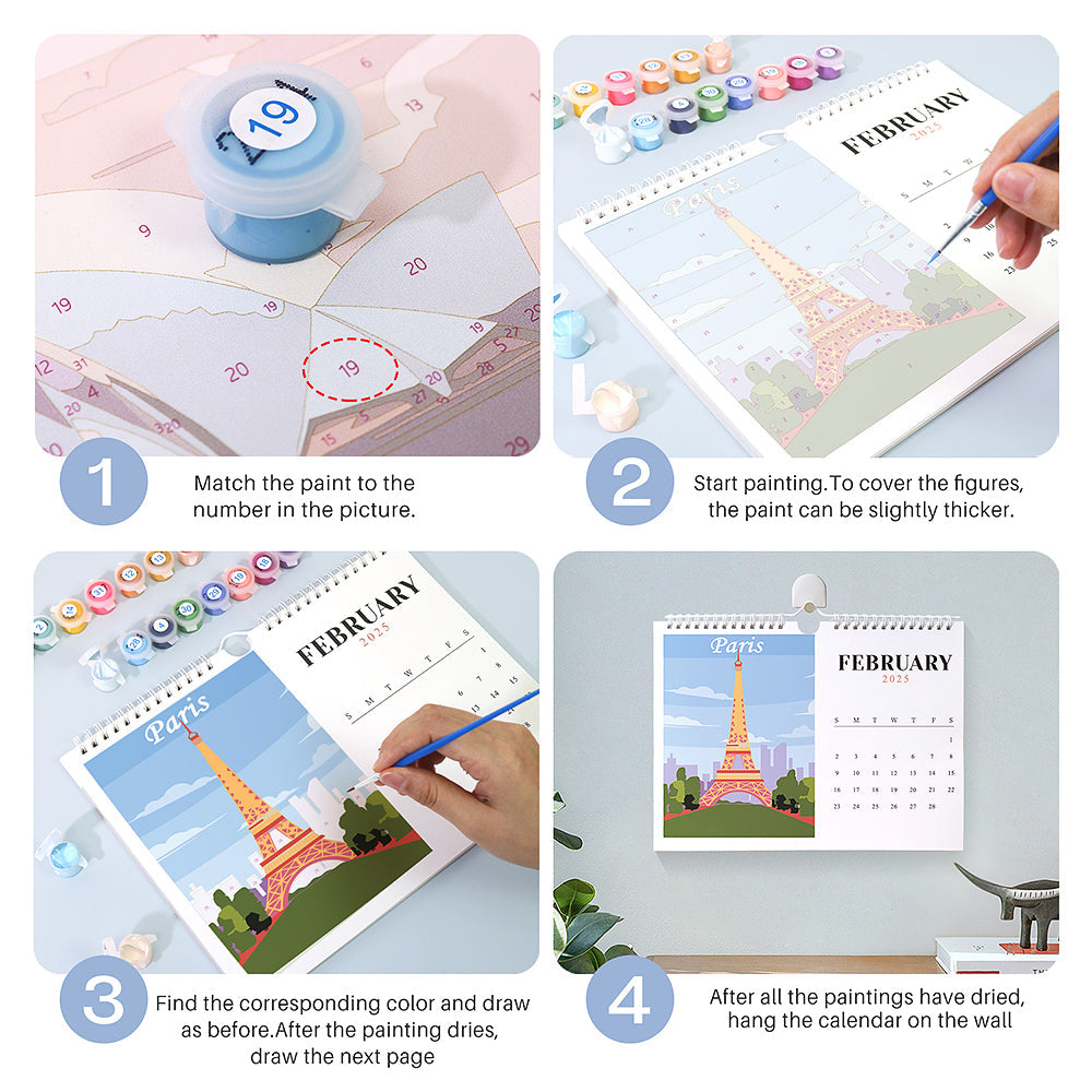 World Landmarks Calendar Paint by Numbers Kit