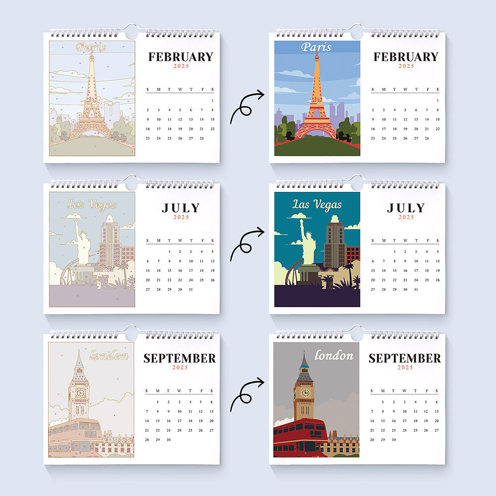 World Landmarks Calendar Paint by Numbers Kit