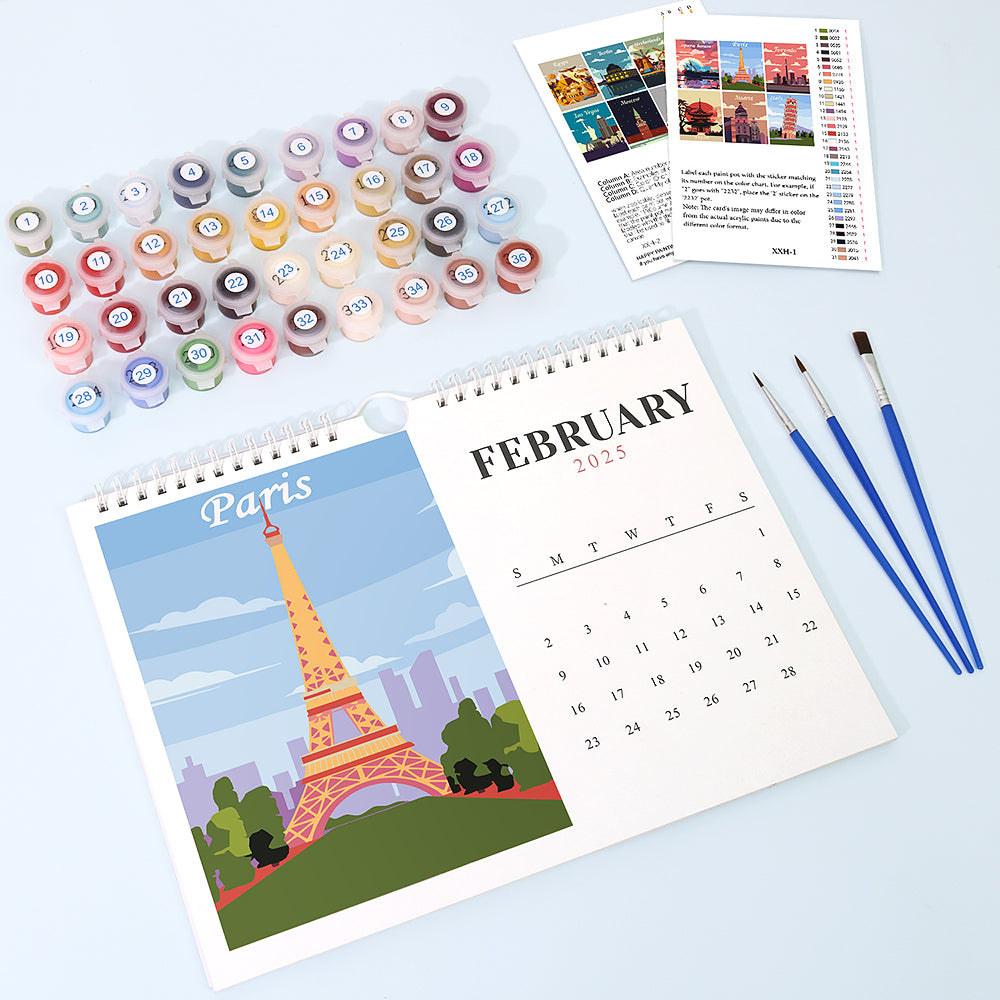 World Landmarks Calendar Paint by Numbers Kit