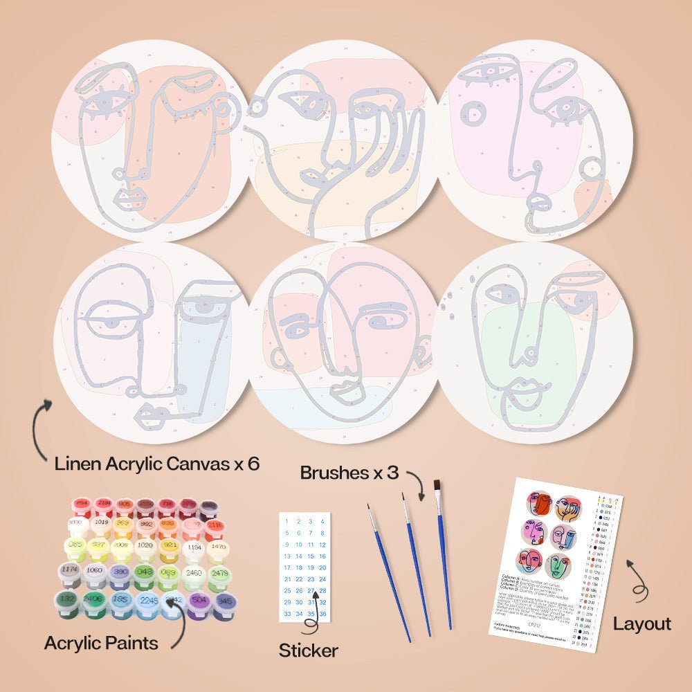 Abstract Faces Placemat Paint Kit - Oenart™