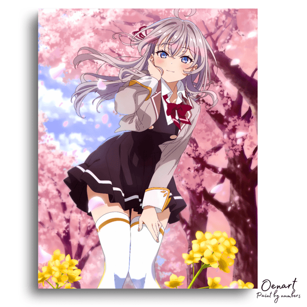 Alya Sometimes Hides Her Feelings in Russian: Alya Under Cherry Blossom Tree - Anime Paint By Numbers Kit - Oenart™