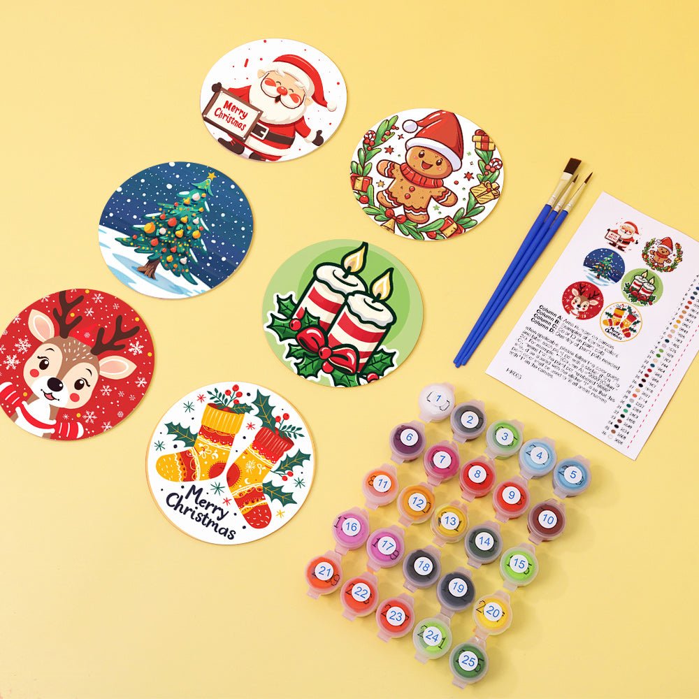 Christmas Vibe Paint by Numbers Coaster Set - Oenart™