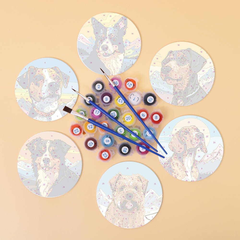 Dogs Paint by Numbers Coaster Set - Oenart™