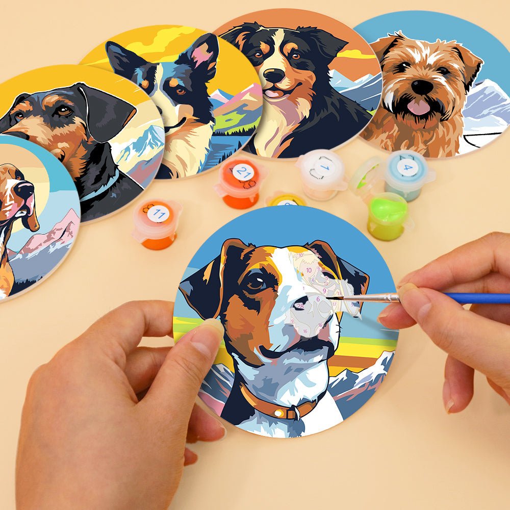 Dogs Paint by Numbers Coaster Set - Oenart™