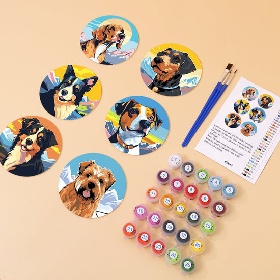 Dogs Paint by Numbers Coaster Set - Oenart™