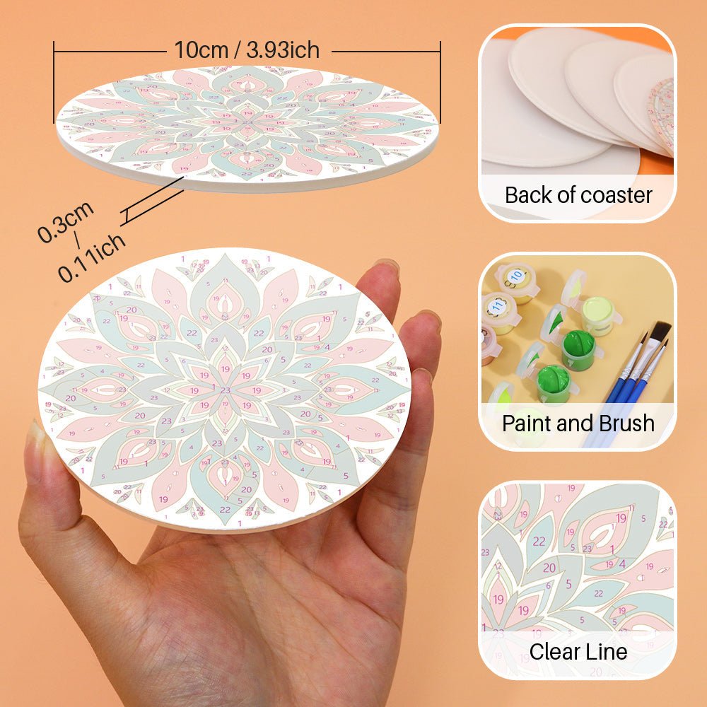 Flowers Paint by Numbers Coaster Set - Oenart™