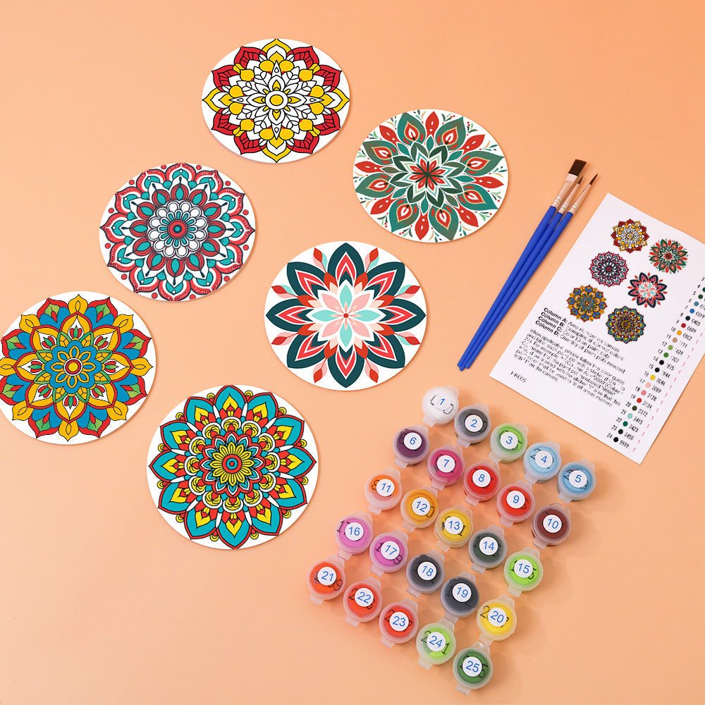 Flowers Paint by Numbers Coaster Set - Oenart™