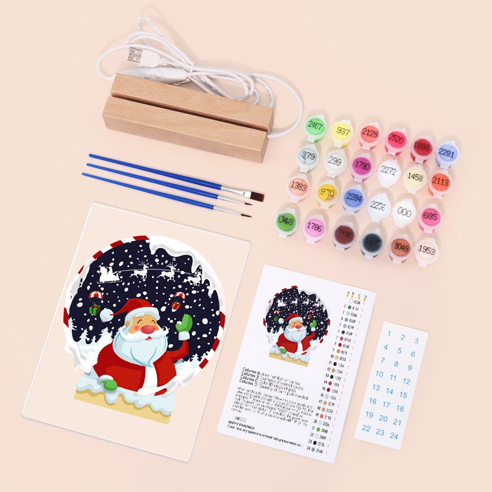 LED Santa Snow Globe Paint by Numbers Kit - Oenart™