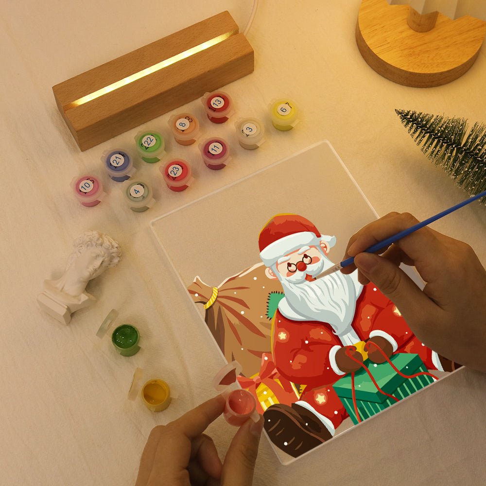 LED Santa with Gifts Paint by Numbers Kit - Oenart™