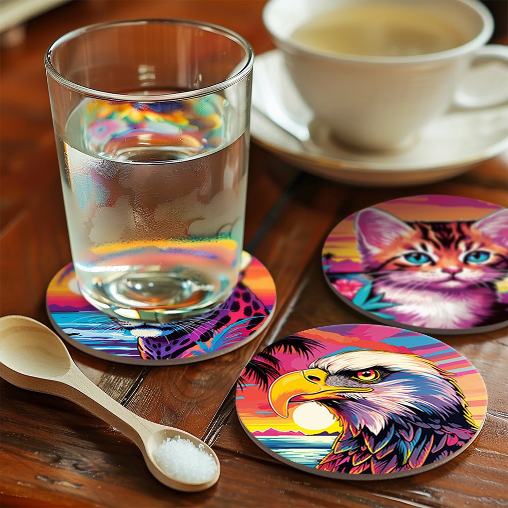 Neon Animals Paint by Numbers Coaster Set - Oenart™