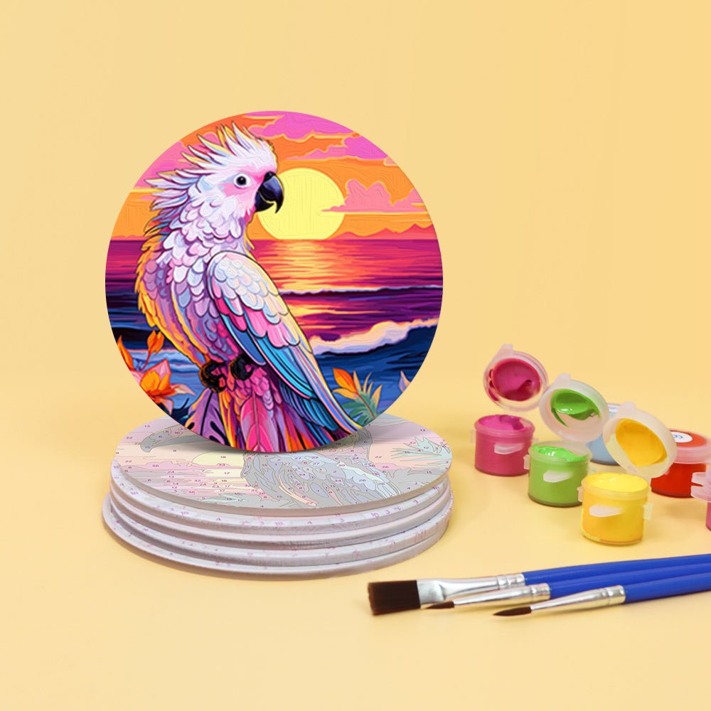 Neon Birds Paint by Numbers Coaster Set - Oenart™