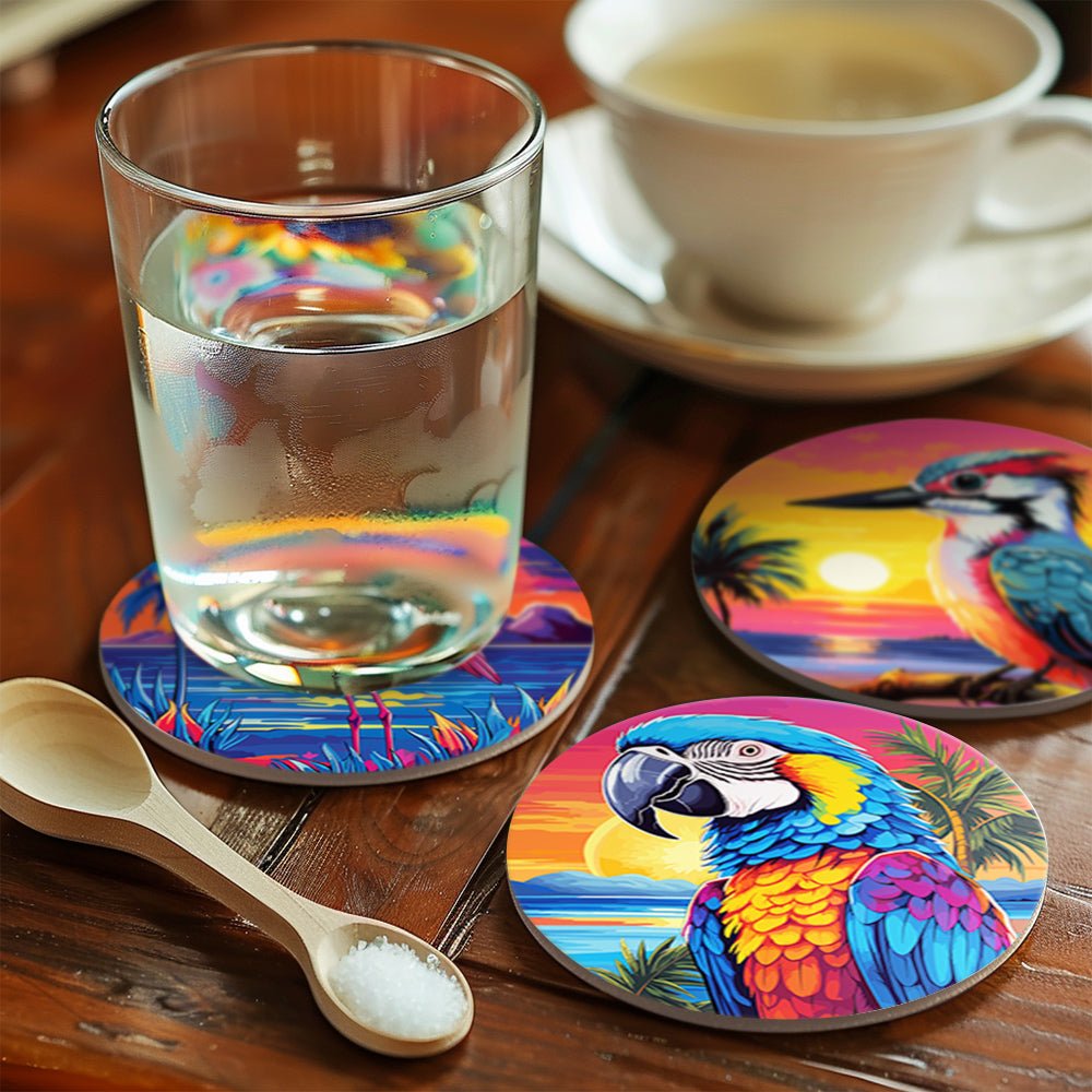 Neon Birds Paint by Numbers Coaster Set - Oenart™