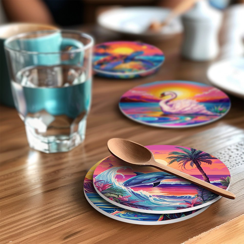 Neon Swimmers Paint by Numbers Coaster Set - Oenart™