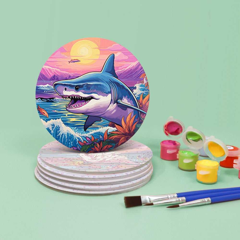 Neon Swimmers Paint by Numbers Coaster Set - Oenart™