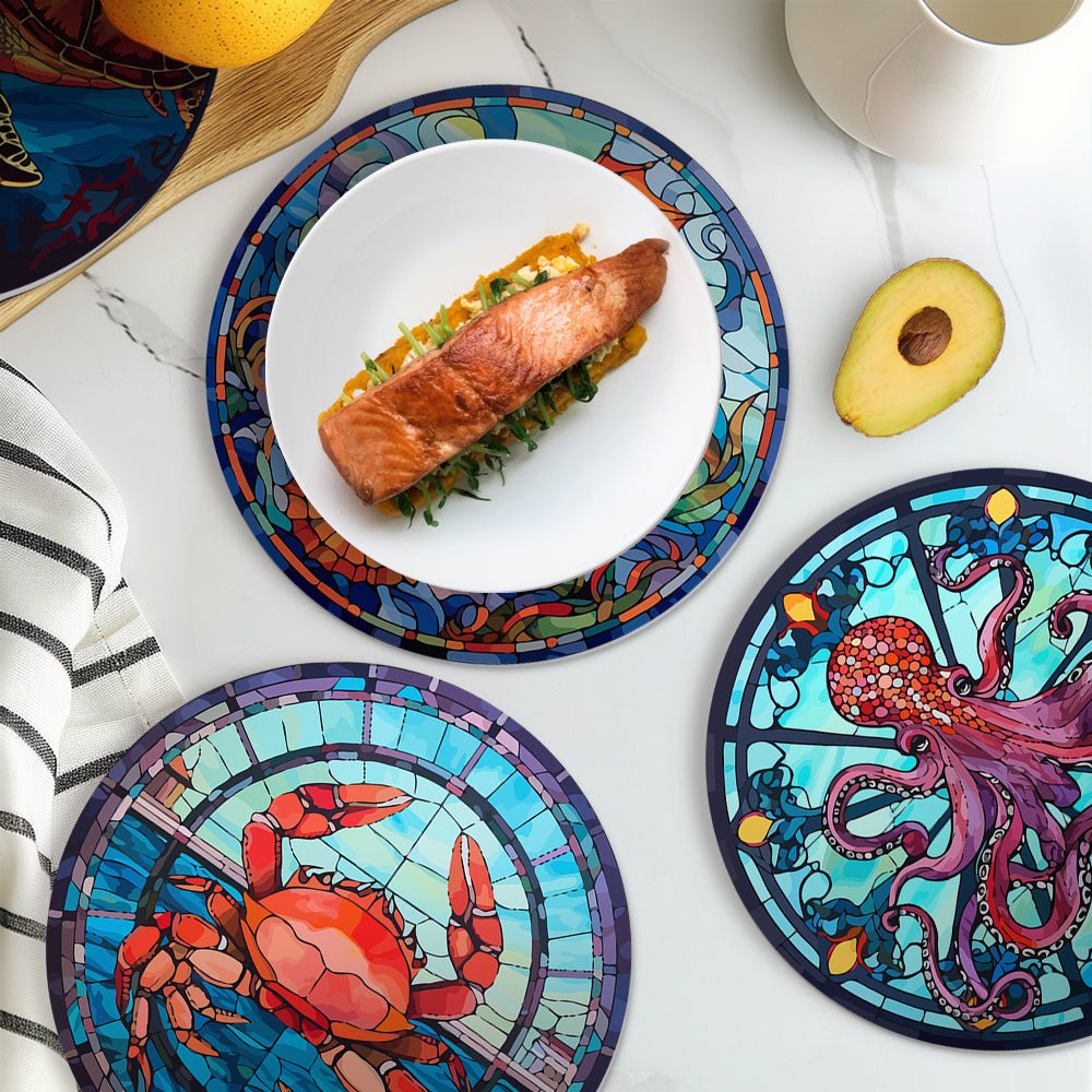 Ocean Life Stained Glass Placemat Paint Kit - Oenart™