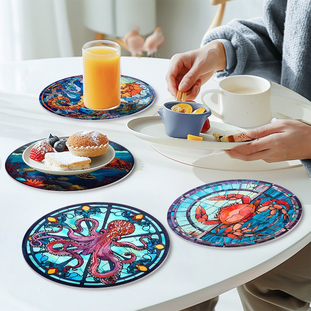 Ocean Life Stained Glass Placemat Paint Kit - Oenart™