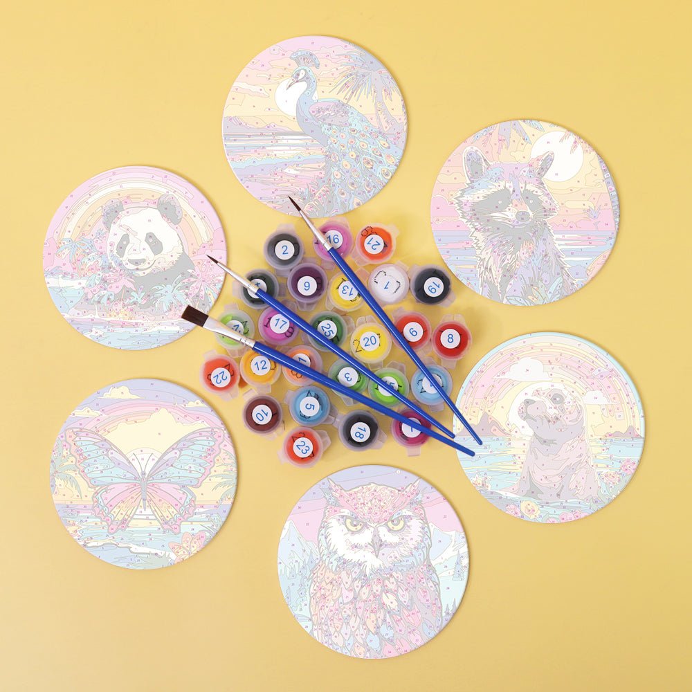 Panda's Friend Paint by Numbers Coaster Set - Oenart™