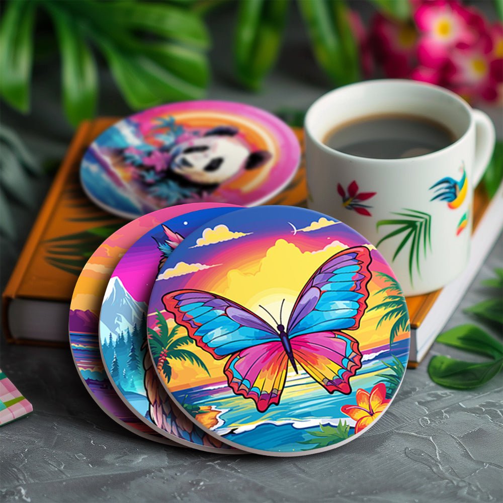 Panda's Friend Paint by Numbers Coaster Set - Oenart™