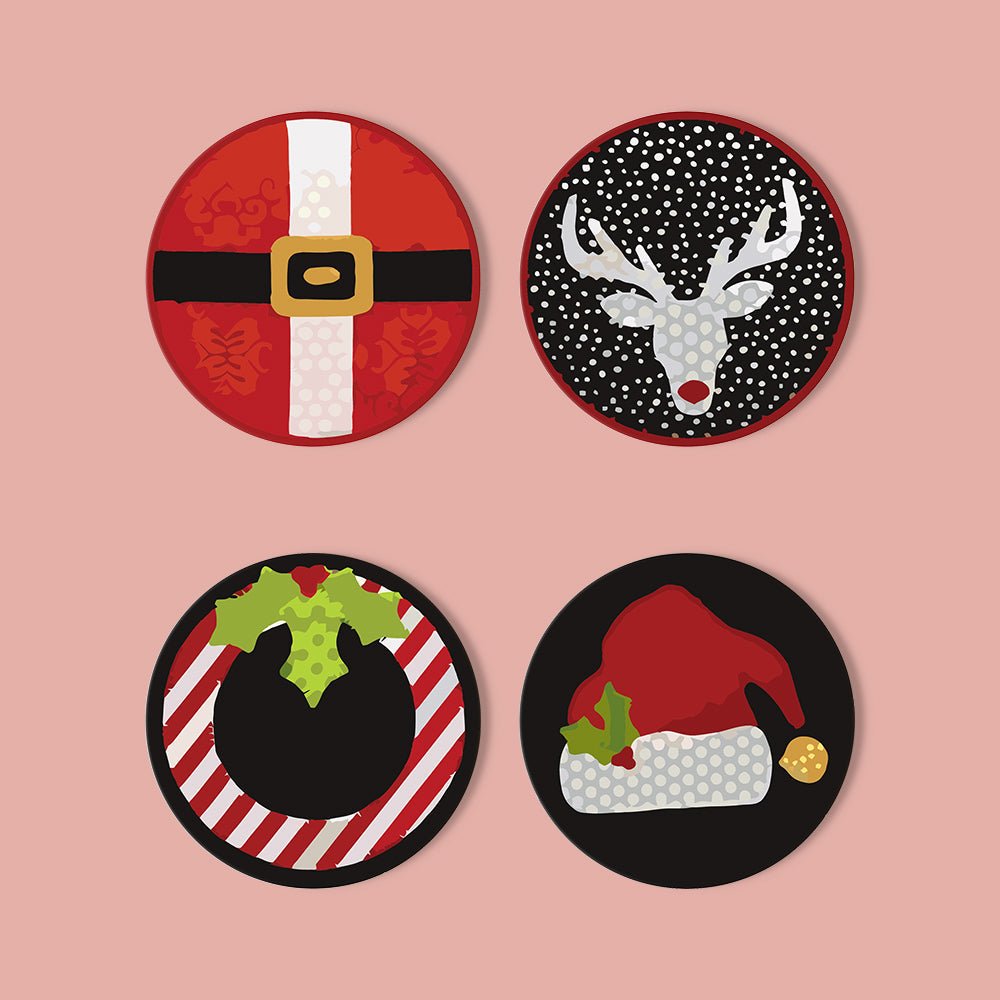 Santa Custom Paint by Numbers Coaster Set - Oenart™