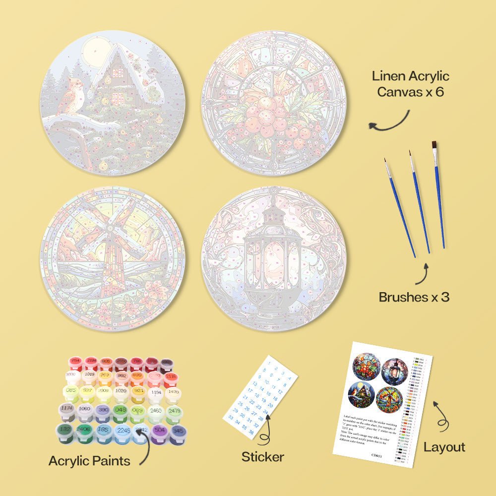 Scenic Stained Glass Placemat Paint Kit - Oenart™