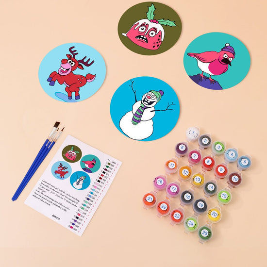 Snowman Paint by Numbers Coaster Set - Oenart™