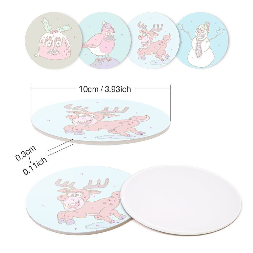 Snowman Paint by Numbers Coaster Set - Oenart™