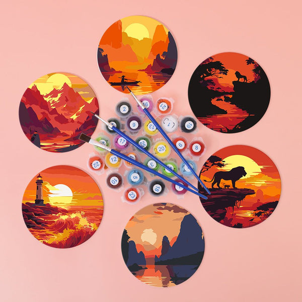 Sunset Paint by Numbers Coaster Set - Oenart™