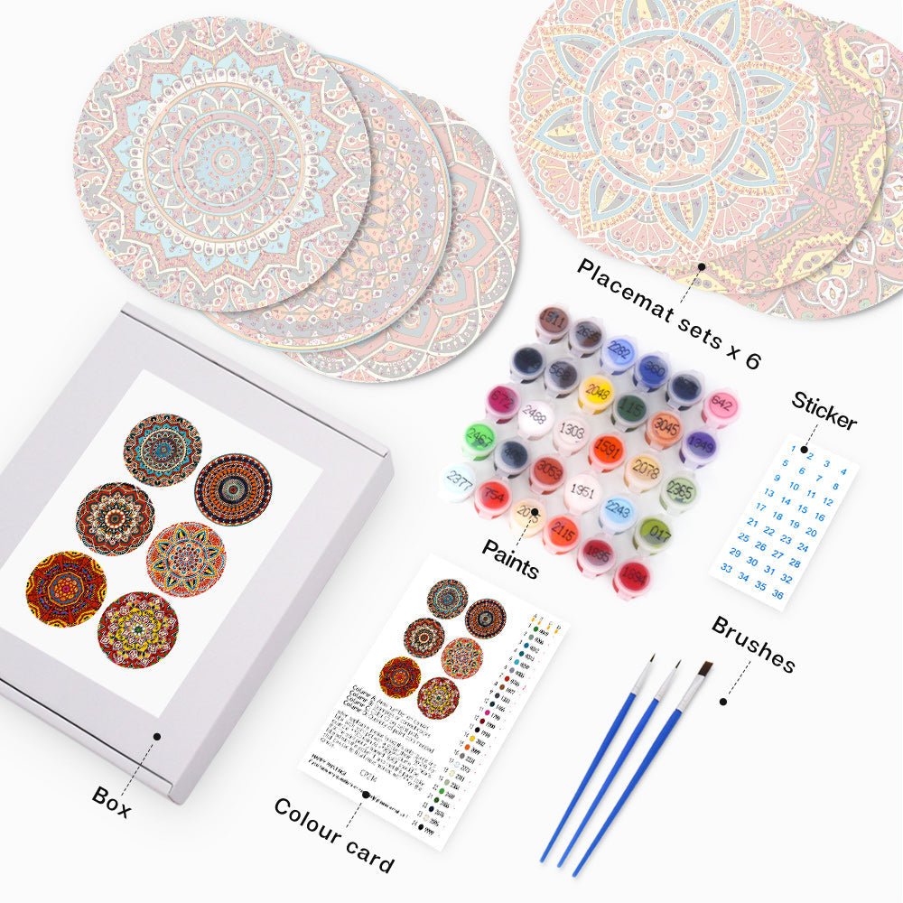 Vibrant Mandala Placemat Paint Kit - Oenart™