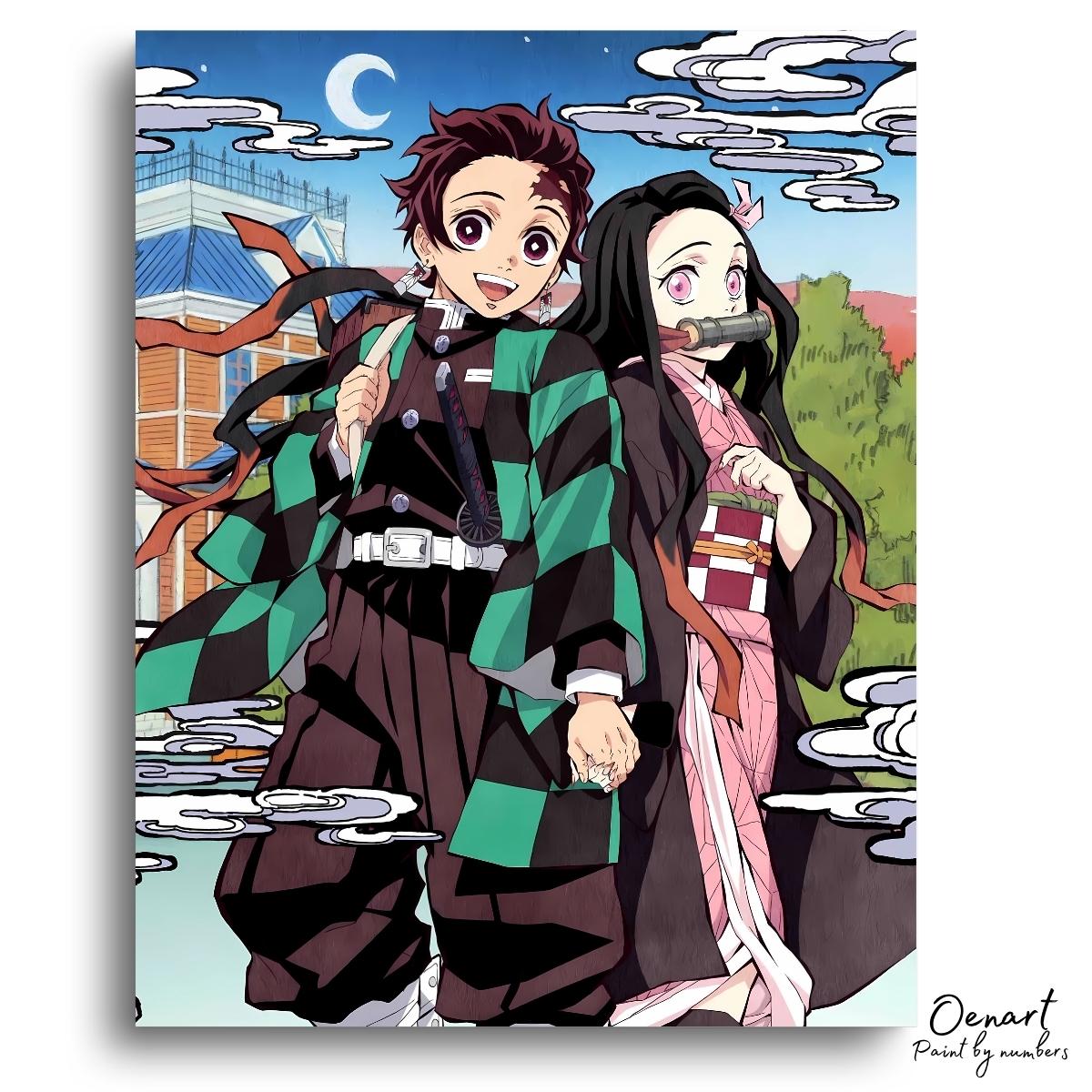 Demon Slayer: Tanjiro and Nezuko - Anime Paint By Numbers Kit