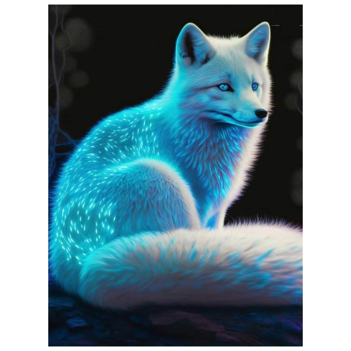 Neon Blue Fox - Paint By Numbers Kit
