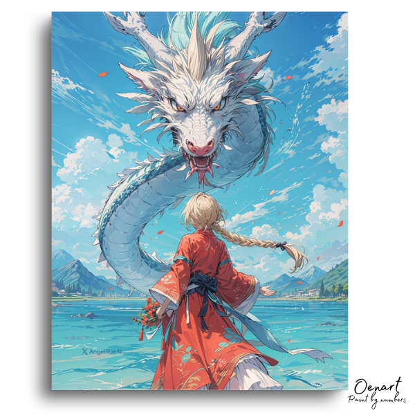 Majestic Dragon River Scene - Paint By Numbers Kit