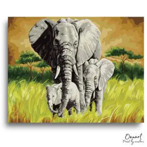 Majestic Elephant Savanna Serenity - Paint By Numbers Kit