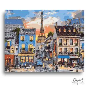 Majestic Parisian Sunset Street - Paint By Numbers Kit